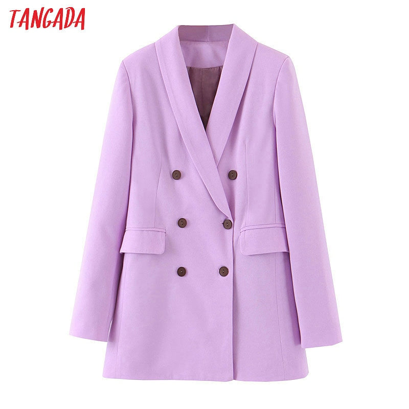 Tangada fashion women purple blazer long sleeve korea style female blazer office ladies new arrival autumn outwear SL404