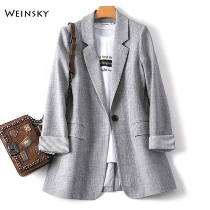 2020 New Fashion Business Plaid Suits Women Work Office Ladies Long Sleeve Spring Casual Blazer