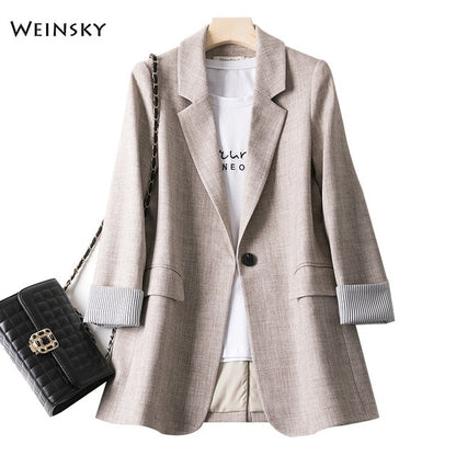 2020 New Fashion Business Plaid Suits Women Work Office Ladies Long Sleeve Spring Casual Blazer