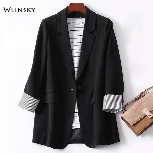 2020 New Fashion Business Plaid Suits Women Work Office Ladies Long Sleeve Spring Casual Blazer