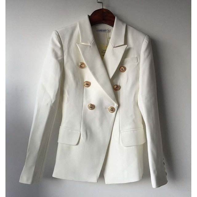 TOP QUALITY New Fashion 2020 Designer Blazer Jacket Women's Double Breasted Metal Lion Buttons Blazer Outer size S-XXXL