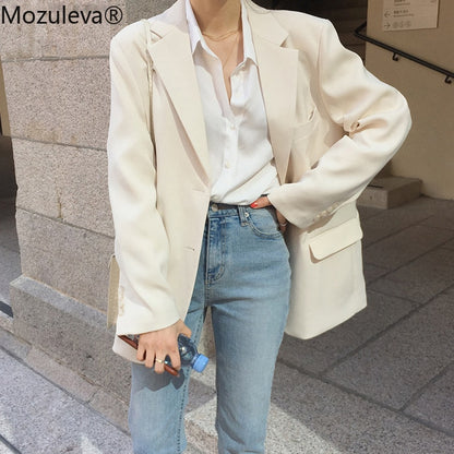 Mozuleva Loose Outerwear Women Suit Jacket Spring Summer Female Jacke  2020 Elegant Chic Single-breasted Women Blazer Femme