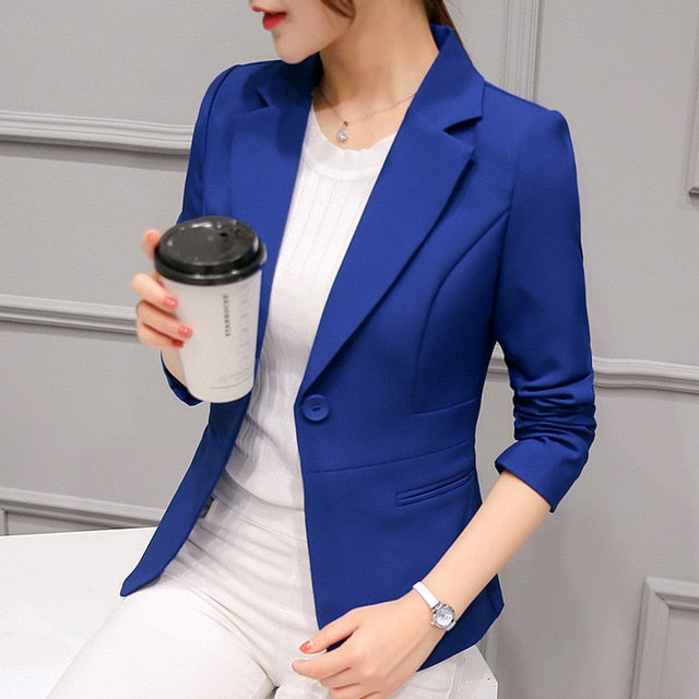 Black Women Blazer 2020 Formal Blazers Lady Office Work Suit Pockets Jackets Coat Slim Black Women Blazer Femme Jackets Femme